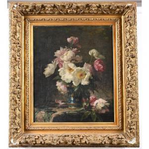 LEMAIRE Louis Marie 1824-1910,Vase de fleurs sur un entablement,Herbette FR 2023-05-07