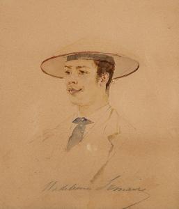 LEMAIRE Madeleine Jeanne 1845-1928,Portrait d'homme au chapeau chinois,De Maigret FR 2024-04-05