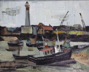 LEMAITRE André 1909-1995,Ouistreham, le port,Bayeux Encheres FR 2023-12-10