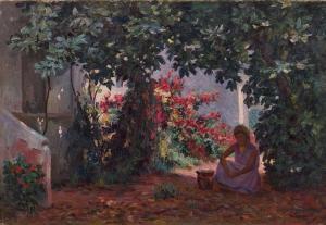 LEMAITRE Gustave 1862-1920,Dans le jardin, la préparation du repas,Neret-Minet FR 2017-12-18