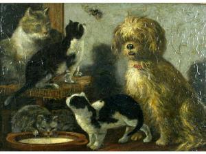 LEMAN 1800-1800,Scena con gatti e cani,Caputmundi Casa d'Aste IT 2016-06-23