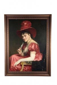 LEMAN Yuri Yakovlevich 1834-1901,Portrait de femme en rouge,Millon & Associés FR 2018-12-08