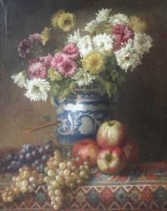 LEMARCHAND Anne 1800-1800,Nature morte aux raisins, pommes et bouquet de chr,Osenat FR 2008-03-30