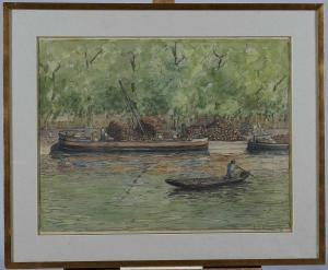 LEMASSON Jean Paul 1954,Déchargement du bois sur les quais de Redon,1942,Adjug'art FR 2018-03-13