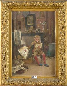 LEMEUNIER Basile 1852-1922,Le jeune garçon dans l\’atelier de l\’artiste,VanDerKindere BE 2021-09-14