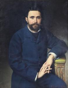 LEMEUNIER Basile 1852-1922,Portrait d'homme assis,1881,Bayeux Encheres FR 2024-04-01