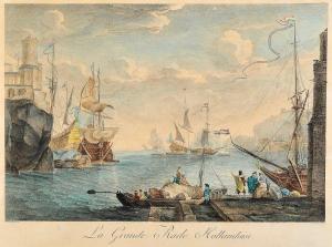 LEMIRE Noël 1724-1800,Vista de porto com barcos holandeses,Cabral Moncada PT 2010-06-28