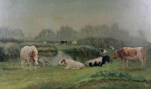 LEMMENS JOSEPH,Zomermorgen in de Antwerpse polder te Wilmarsdonk,19th century,Bernaerts 2012-06-17