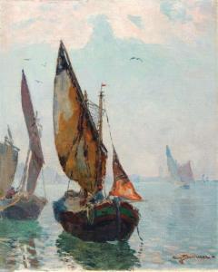 LEMMER August,Boote in der Lagune vor Venedig,19th century,Schmidt Kunstauktionen Dresden 2016-09-17