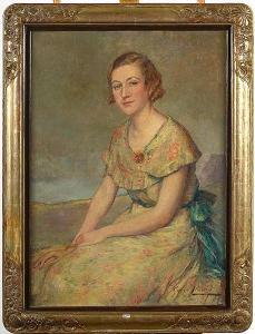 LEMMERS Georges 1871-1944,Portrait de Marie-Thérèse Coryn,1933,VanDerKindere BE 2022-03-15