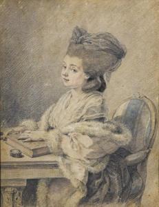 LEMOINE Jacques Antoine,Portrait de femme à sa table d\’intérieur,Etienne de Baecque 2017-11-10