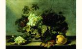 LEMOINE Pierre Antoine 1605-1665,nature morte au panier de raisins sur un entableme,Tajan 2004-12-14