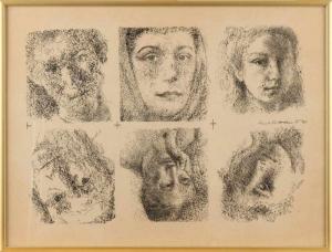 Lemon Paul 1896-1983,Faces composition,Twents Veilinghuis NL 2017-10-13