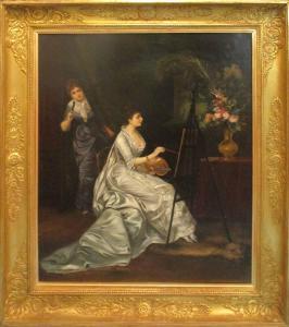 LEMONIER M,Interior Scene with a Lady Artist and Attendant,Lots Road Auctions GB 2018-05-20