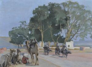 LENA George,North African town scene with figures riding water,Burstow and Hewett 2010-05-26