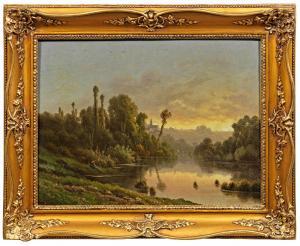 LENGLET Charles Antoine Amand 1791-1855,Flusslandschaft im Abendlicht,Schloss DE 2021-09-11