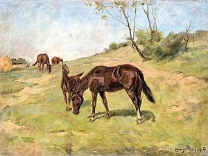 LENGYEL RHEINFUSS Ede 1873-1942,Grazing horses,Nagyhazi galeria HU 2019-05-28