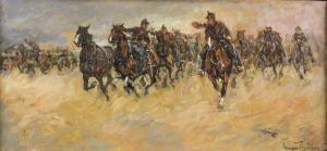 LENGYEL RHEINFUSS Ede 1873-1942,HORSES CHARGING,Potomack US 2018-11-19