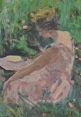 LENNOTT,impressionist study girl in a meadow,Burstow and Hewett GB 2011-07-20