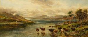 LENNOX Andrew 1800-1800,Long Horned Cattle Watering in a Highland Loch ,Rowley Fine Art Auctioneers 2019-09-07