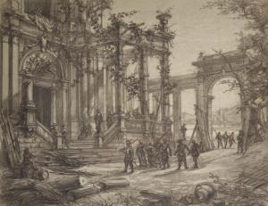LENOIR Felix 1890-1926,Soldiers Inspecting the Ruins of a Palace,John Nicholson GB 2017-10-11