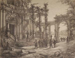 LENOIR Felix 1890-1926,Soldiers Inspecting the Ruins of a Palace,John Nicholson GB 2018-02-28