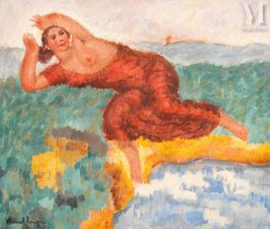 LENOIR Maurice 1872-1931,Jeune femme jouant au bord de l'eau,1928,Millon & Associés FR 2023-11-21
