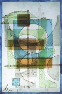 LENOY ERIC,Blue green and orange abstract shapes,1970,Leonard Joel AU 2017-04-06
