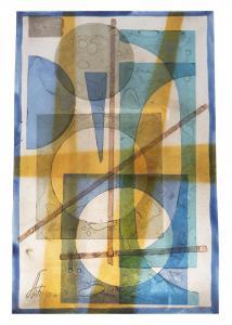 LENOY ERIC,Orange, brown and blue abstract shapes,1970,Leonard Joel AU 2017-04-06