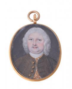 LENS Peter Paul 1714-1750,A gentleman, wearing embroidered brown coat, gold ,Dreweatts GB 2021-12-16