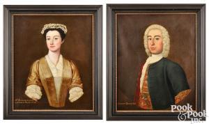 LENS Peter Paul 1714-1750,portraits of a brother and sister,1735,Pook & Pook US 2024-01-18