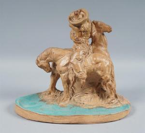 LENTELLI Léo 1879-1962,EQUESTRIAN EMBRACE,Potomack US 2022-03-23