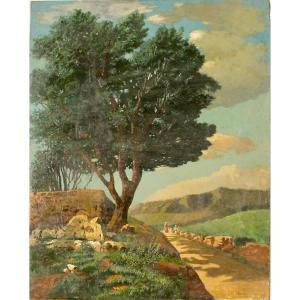 LENTINI Rocco 1858-1943,Paesaggio di campagna con figure,Galleria Sarno IT 2024-06-28