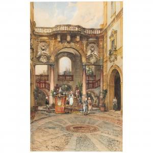LENTINI Rocco 1858-1943,Portantina in un interno di palazzo,1884,Wannenes Art Auctions IT 2023-09-25