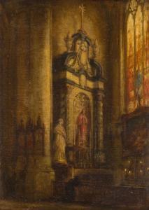 LENTREIN Jules 1875-1943,Interior of Notre Dame de la Chapelle,Desa Unicum PL 2023-07-25