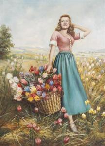 LENZ Nicholas 1890-1974,Maiden with Flowers,Hindman US 2014-03-21