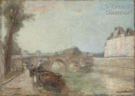 LEON Edouard Henri 1873-1968,Le Pont-Neuf et la Seine,1939,Gros-Delettrez FR 2021-01-20