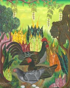 LEONTUS Adam 1928-1986,Hens and Rooster,1974,Aspire Auction US 2020-09-04