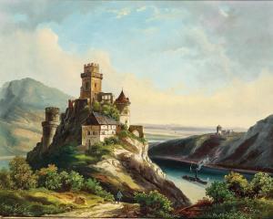 LEPIE Ferdinand 1824-1883,A castle by a river,Palais Dorotheum AT 2024-02-21