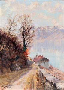 LEPINARD Paul 1887-1963,Blick auf den Genfer See an einem prachtvollen Frü,1927,Zeller DE 2020-04-07