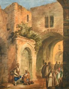 LEPINE Joseph 1867-1943,Arab figures gathered beneath an archway,1875,John Nicholson GB 2022-10-05