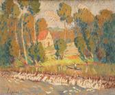 LEPINE Joseph 1867-1943,L'écluse sur la Dordogne,Tajan FR 2013-09-17