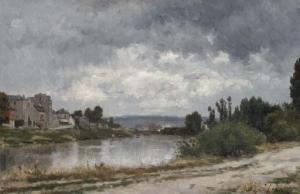 LEPINE Stanislas 1835-1892,La Seine à la Garenne Saint-Denis,1881,Christie's GB 2003-04-23