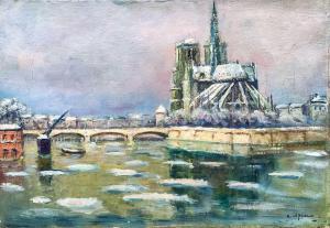 LEPREUX Albert,Notre Dame et l'île Saint Louis,1941,Cannes encheres, Appay-Debussy 2023-10-13