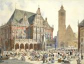 LERCHE Vincent Stoltenberg 1837-1892,Market day, in front of the Rathaus, Bremen,Bonhams 2016-03-22