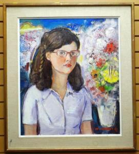 LERNOUT Ward,head and shoulders portrait of a girl with flowers,1972,Rogers Jones & Co 2020-01-10