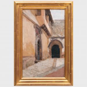 Leroux Auguste,Italian Town Square; Terracina; Interior of an Ita,1899,Stair Galleries 2023-11-09
