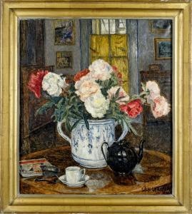 LEROUX Henri Louis Ph 1872-1942,Fleurs dans un Intérieur.,Galerie Moderne BE 2020-06-22