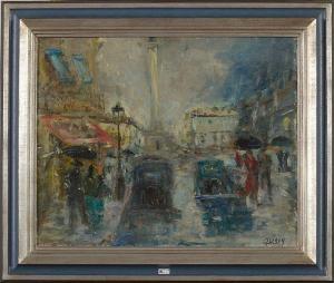 LEROY J 1903,Vue de la place Vendôme animée à Paris,20th century,VanDerKindere BE 2019-10-15