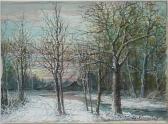 LEROY Louis Joseph 1812-1885,L. Pickering- Sunset in The Woods with Houses,Rachel Davis 2007-10-20